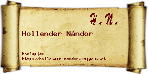 Hollender Nándor névjegykártya